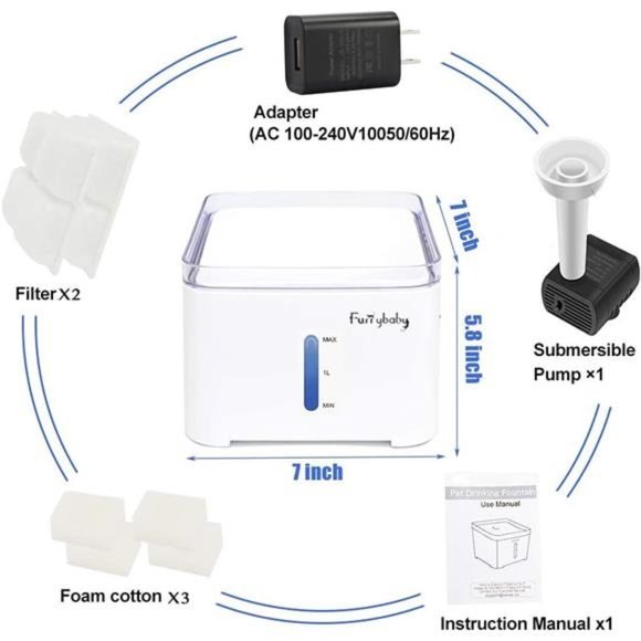 Cat Drinking Water Fountain, LED Automatic Pet Water Dispenser with Water Level - Picture 6 of 6